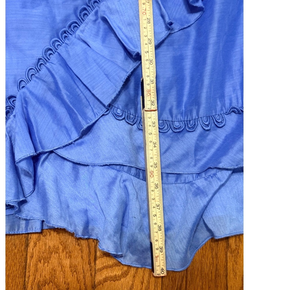 ASOS Design Blue Ruffle Ric Rac Trim Tiered Mini Dress Plus Size US 24 - Picture 8 of 11